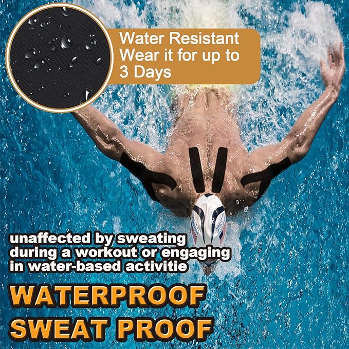 Kinesiology Tape Precut Pro-Waterproof Elastic Athletic Tape,Medical Grade Cotton Adhesive Sports Tape for Muscle Pain Relief & Joint Support, Breathable K Tape (2Rolls-(3 inch Uncut-Flesh))