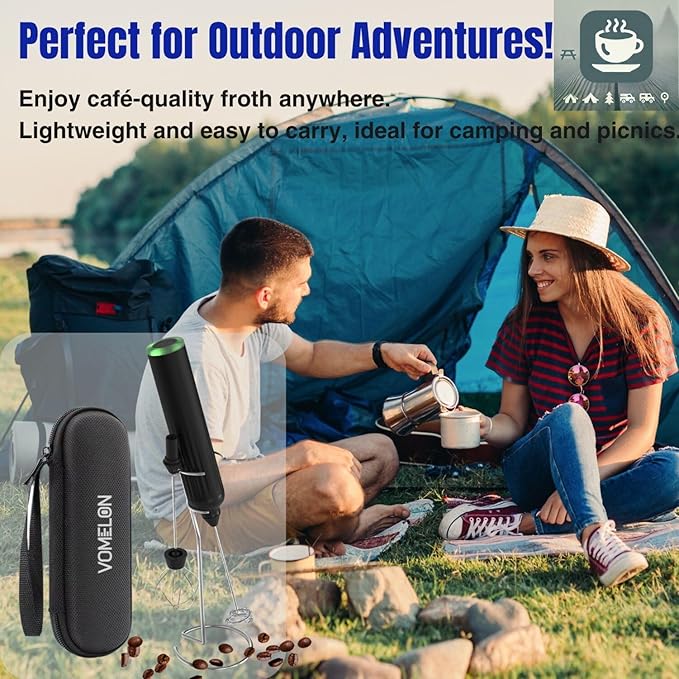 Milk Frother Handheld,3-Speed Rechargeable Coffee Foamer Drink Whisk with 3 Stainless Steel Heads Electric USB C Whisk for Coffee, Latte, Cappuccino, Hot Chocolate, Protein,Egg light Black