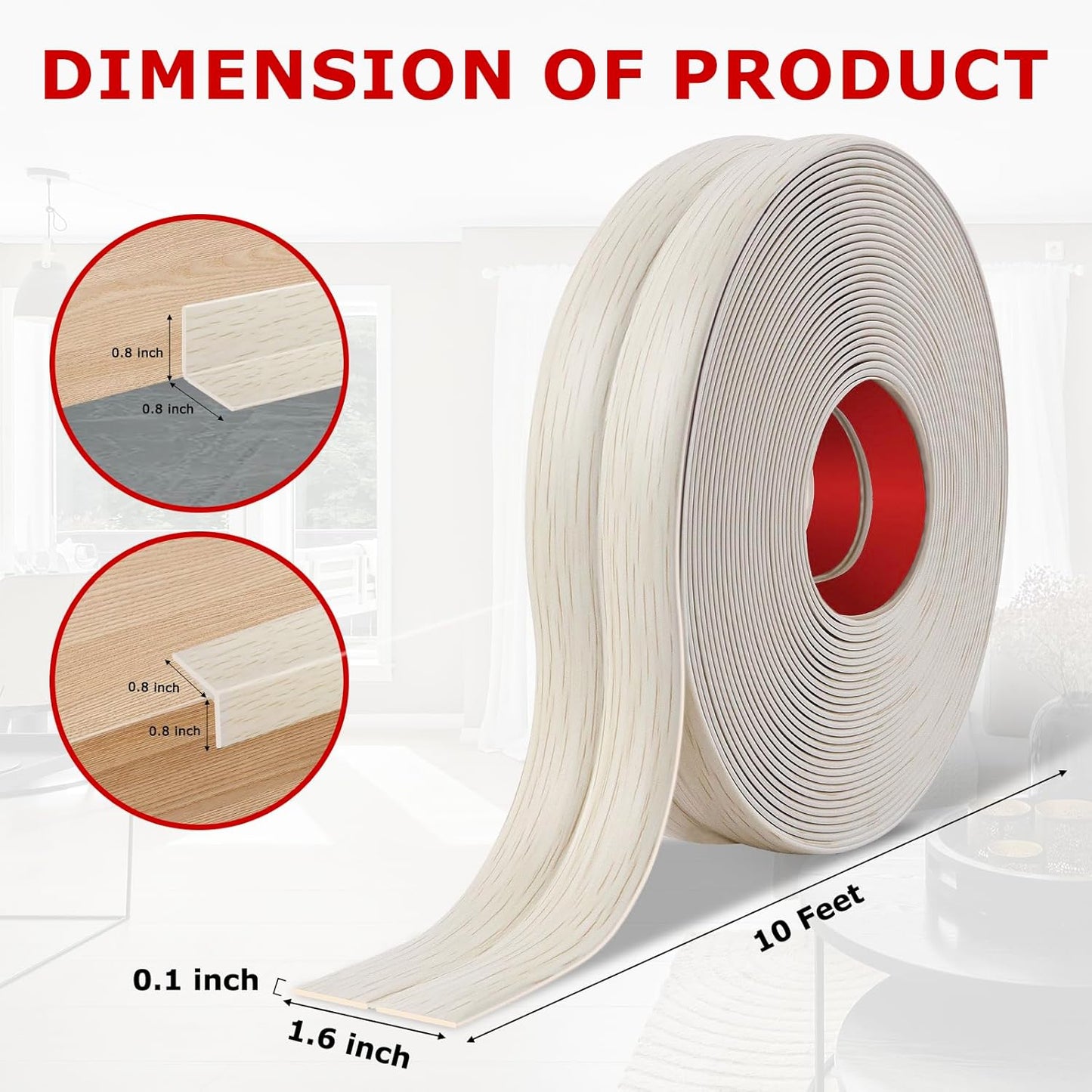 Flexible Wall Corner Protector Moulding Trim Peel and Stick Wall Corner Guards Edge Protector Self Adhesive Molding Trim Strip for Edge Ceiling (Beige Wood Grain, 1.6 in x 10 Ft)