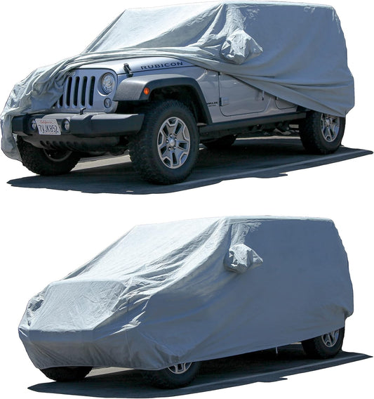 All Weather Waterproof car Cover Easy Access Zipper Good for rain Snow uv Protection dust Compact SUV Explorer Wrangler Sorento Murano Outback 4Runner Venza XC70 Gray
