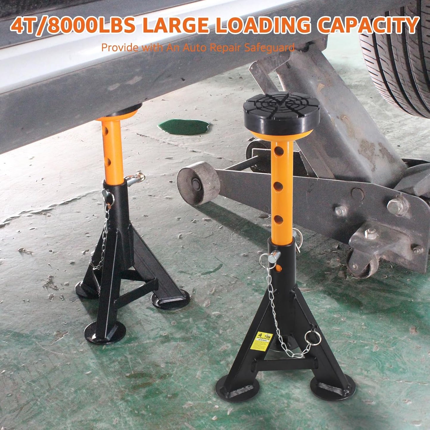 BESTOOL Heavy Duty Jack Stand，Low Profile Car Jack Stand with Security Locking Pins-4ton (8000Ibs) Capacity, 2 Pack