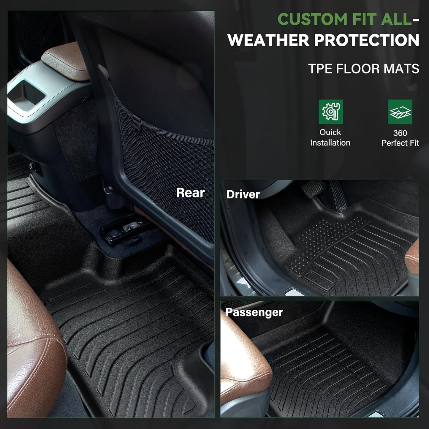 All Weather Liner Floor Mats Custom Fit for 2025 Subaru Forester Anti-Slip 3D Pattern Car Mats Thicken Waterproof Odorless Passenger Front Mat - Essential Accessories for 2025 Subaru Forester