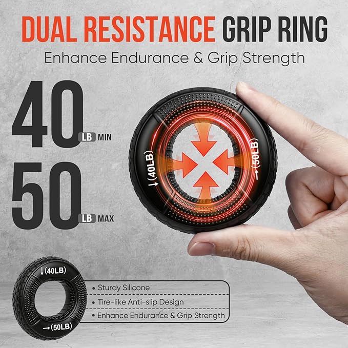 Grip Strength Trainer Kit, Adjustable Forearm Strengthener, Hand Grip Strengthener Balls, Finger Exerciser & Stretcher for Strength Training, Recovery & Flexibility