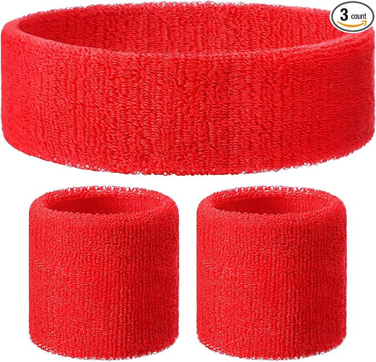 3 Pack Neon Sweatbands Sports Wristband and Headband 80s Sweatbands for Party Football Basketball Baseball Soccer
