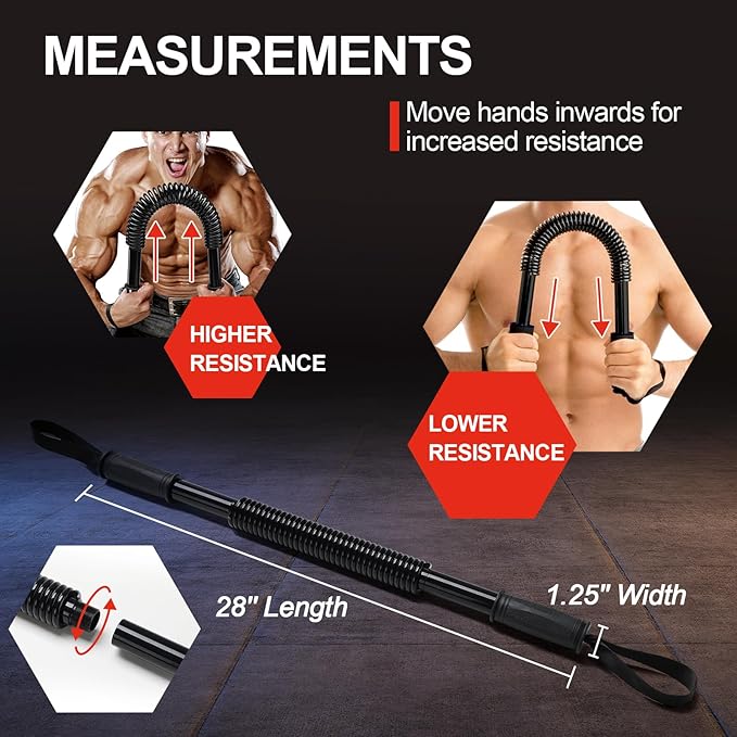 Power Twister Bar, Upper Body Strength Training Bar, Heavy Duty Arm Builder for Chest Shoulder Forearm Bicep and Arm Strengthening Workout Equipment