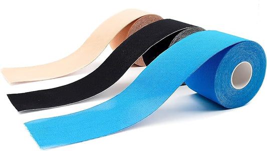 Kinesiology Mixed Set of 3 Units from axion | Different Waterproof Colours | Skin-Friendly Elastic Self-Adhesive Bandage Physio Tape | Ideal for Sports and Everyday Use, Soccer Tape