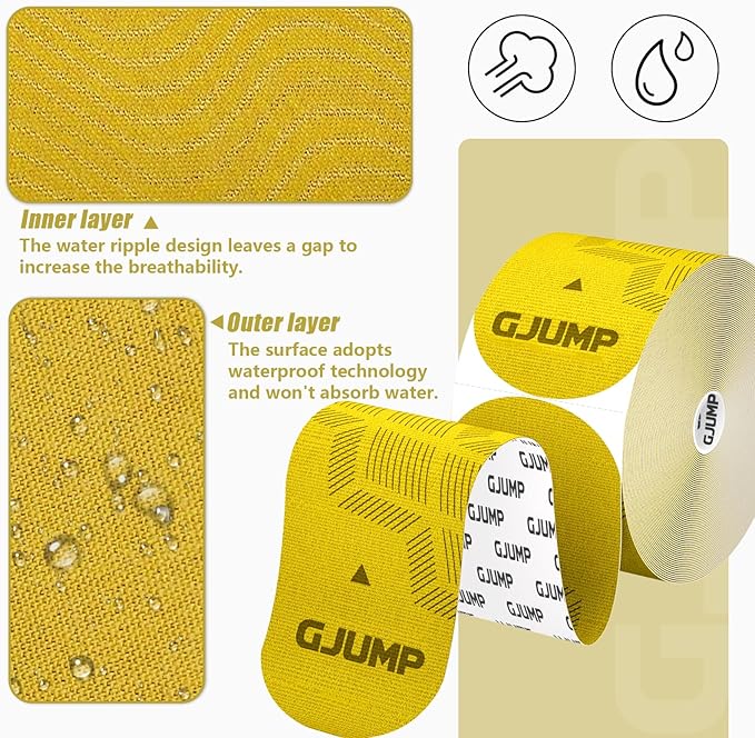 Kinesiology Tape, Original Cotton Elastic Athletic Tape for Muscle Strain Relief & Joint Support, 40 Count Precut Strips 2 Rolls, Waterproof & Breathable Sports Tape for Support and Recovery