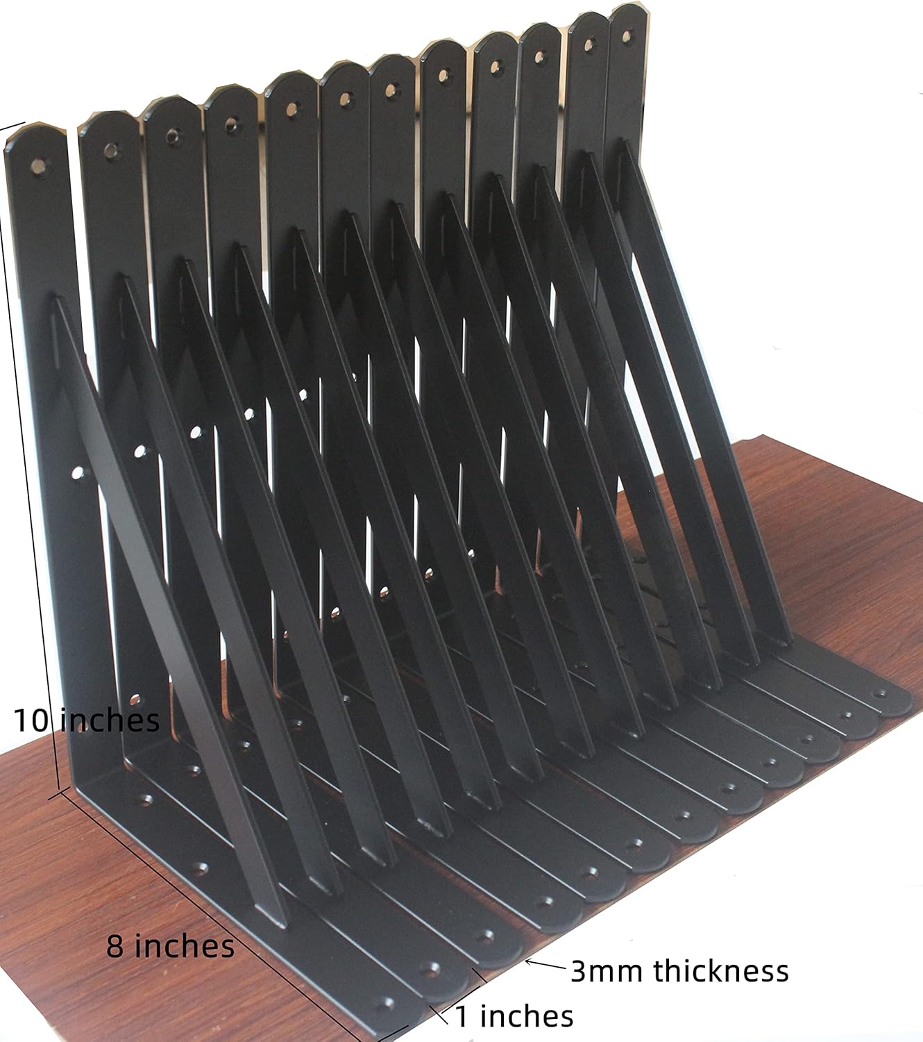 12 Pack L10 x H 8" Black Heavy Duty Shelf Brackets with Screws Metal Shelf Brackets Shelf Support Angle Brackets for Shelves L Brackets Heavy Duty Floating Shelf Brackets