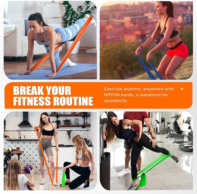 Resistance Bands, Exercise Bands, Physical Therapy Bands for Strength Training, Yoga, Pilates, Stretch Elastic Band with Different Strengths, Workout Bands for Home Gym