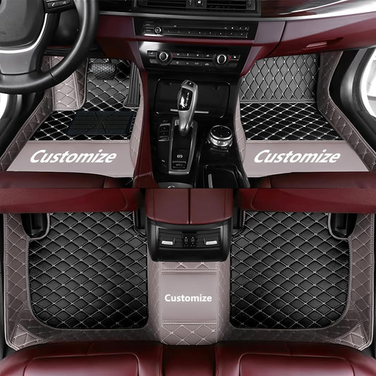 Custom Personalized Floor Mats for Cars，Luxury Full Coverage All Car Floor Mats，Anti-Slip Leather Car Mat Set ，Custom Floor Mats for 99% of Cars, Trucks & SUVs. (Grey and Black)