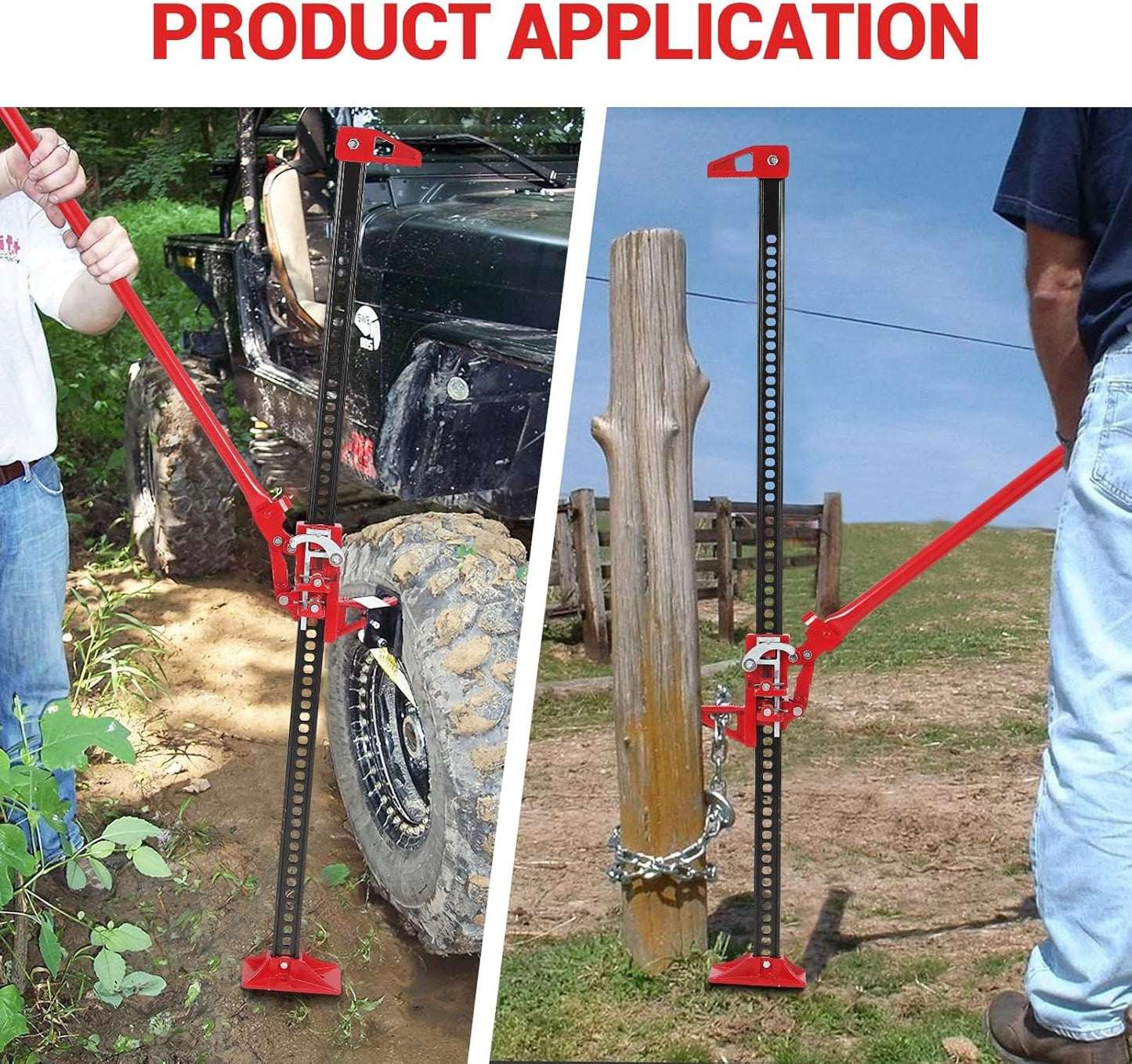 Multi-Functional Lift Jack, Farm Jack Heavy Duty Off Road, for Tractor, Truck, SUV, ATV, UTV, Off Road Accessories, Durable 3 Ton with Wide Base & Ratcheting Mechanism