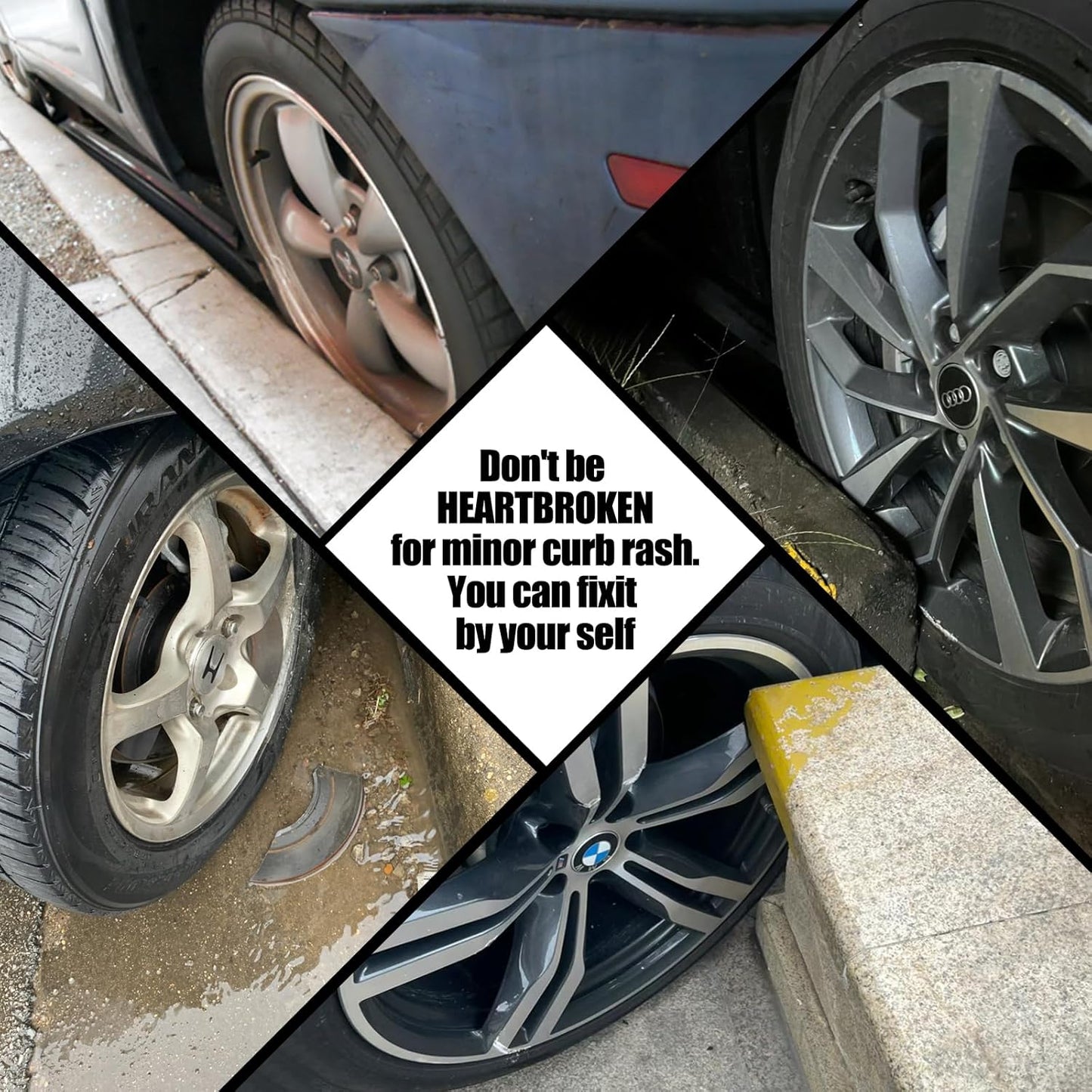 Gloss Black Rim Touch Up Paint - Car Wheel Repair Kit Curb Rash, Gloss or Matte Black Rim Touch Up Paint, Quick And Easy Wheel Scratch Repair Kit, Wheel Repair Kit Curb Rash (Gloss Black)