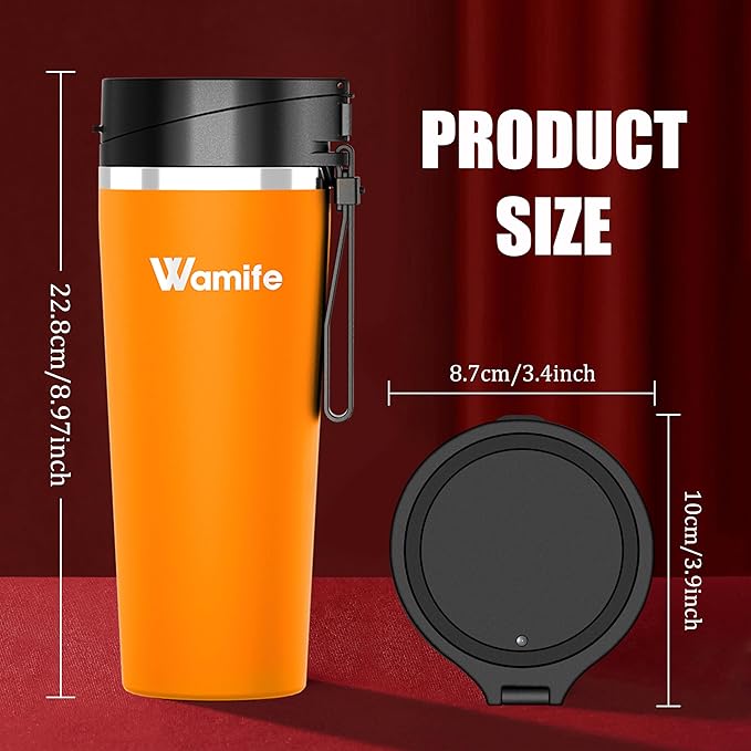 Wamife Portable Blender 16 oz personal blender-for Portable Blender for Shakes and Smoothies,USB-C Rechargeable,Durable Stainless Steel Blades for Powerful Blending Performance,for office gym-Orange