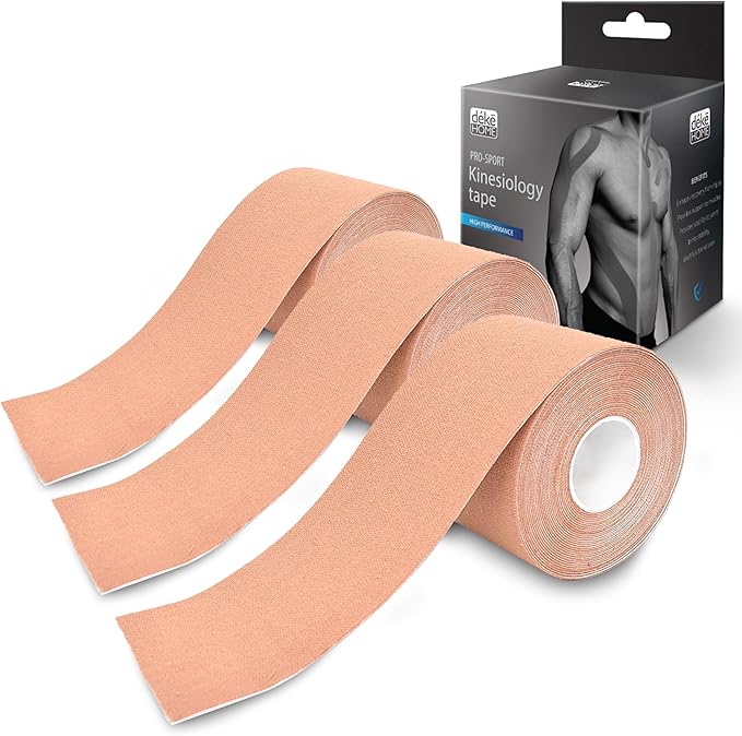 Deke Home - Kinesiology Tape Rolls (3 Pack), Uncut 2" x 16ft Athletic Tape, Strong Adhesive, Waterproof Sports Tape for Injuries, Knee, Ankle, Muscle, Joint, Latex-Free