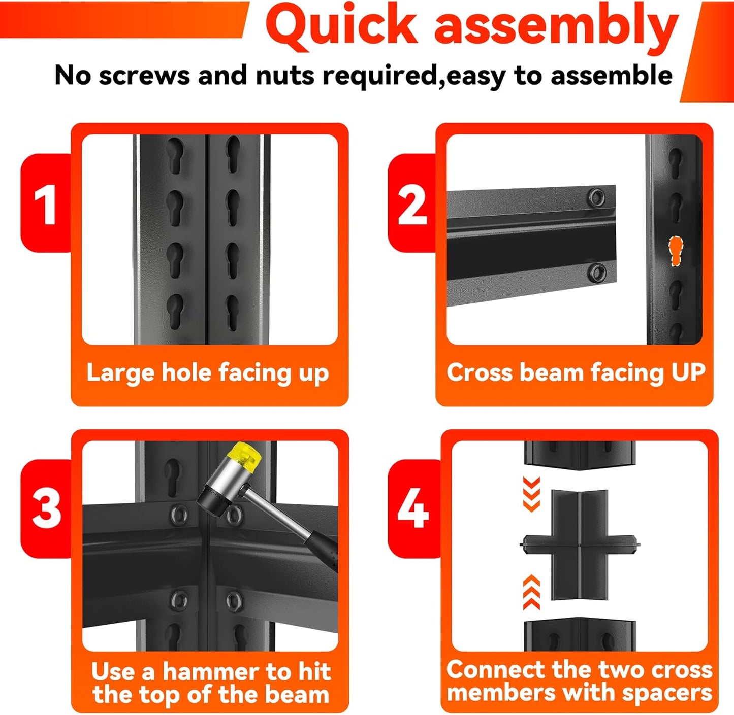 55''H Garage Shelving 2400LBS Heavy Duty Shelving Units, Garage Storage Shelves Adjustable 4 Tier Metal Industrial Shelf for Kitchen, Utility Room and Basement, Black (13.78''Dx35.43''Wx54.33''H)