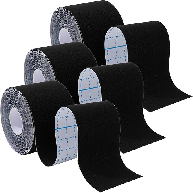 3 Rolls Kinesiology Tape,49.2ft Hypoallergenic Waterproof Kinetic Tape,Athletic Elastic Kneepad Muscle Pain Relief Knee Taping,Running Tennis Football Sports Activities Tapes, Black Tape Roll