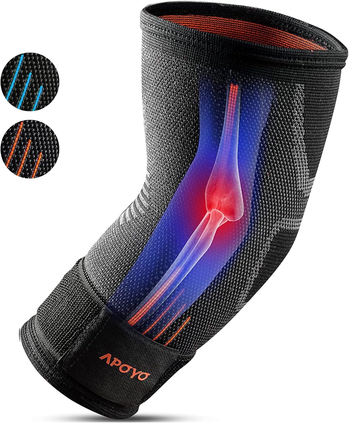 APOYO Elbow Brace for Tendonitis and Tennis Elbow, Compression Sleeve for Arthritis, Workouts, Reduce Joint Pain During Fitness Activity (Small)