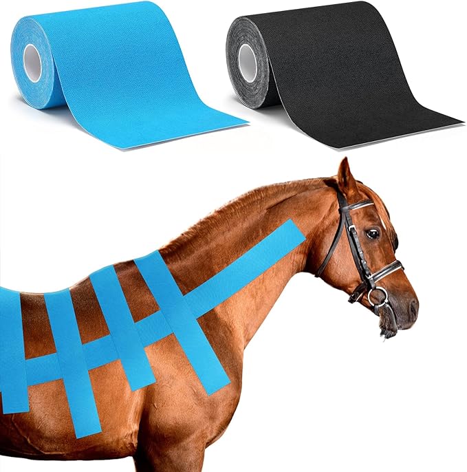2 Pcs Veterinary Kinesiology Tape for Horses or Dogs Veterinary Horse Tape 4 Inch Equine and Canine Adhesive Uncut Roll for Vet Adhesive Animal Pets Wrap Bandages