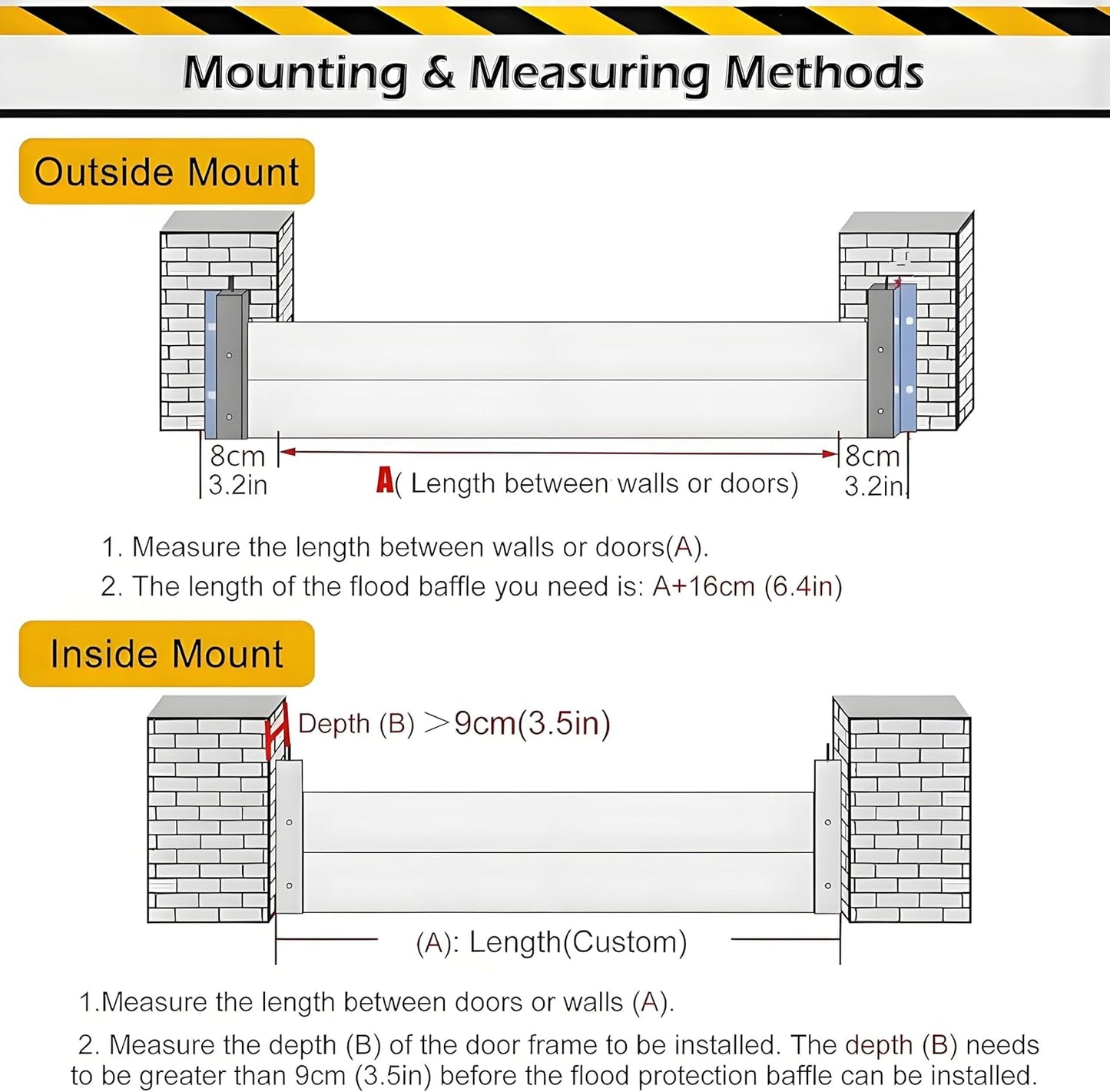Flood Barriers for Home Exterior,Aluminum Alloy Outdoor Garage Doors Water Barriers for Flooding(H7.9Inch,L15FT)