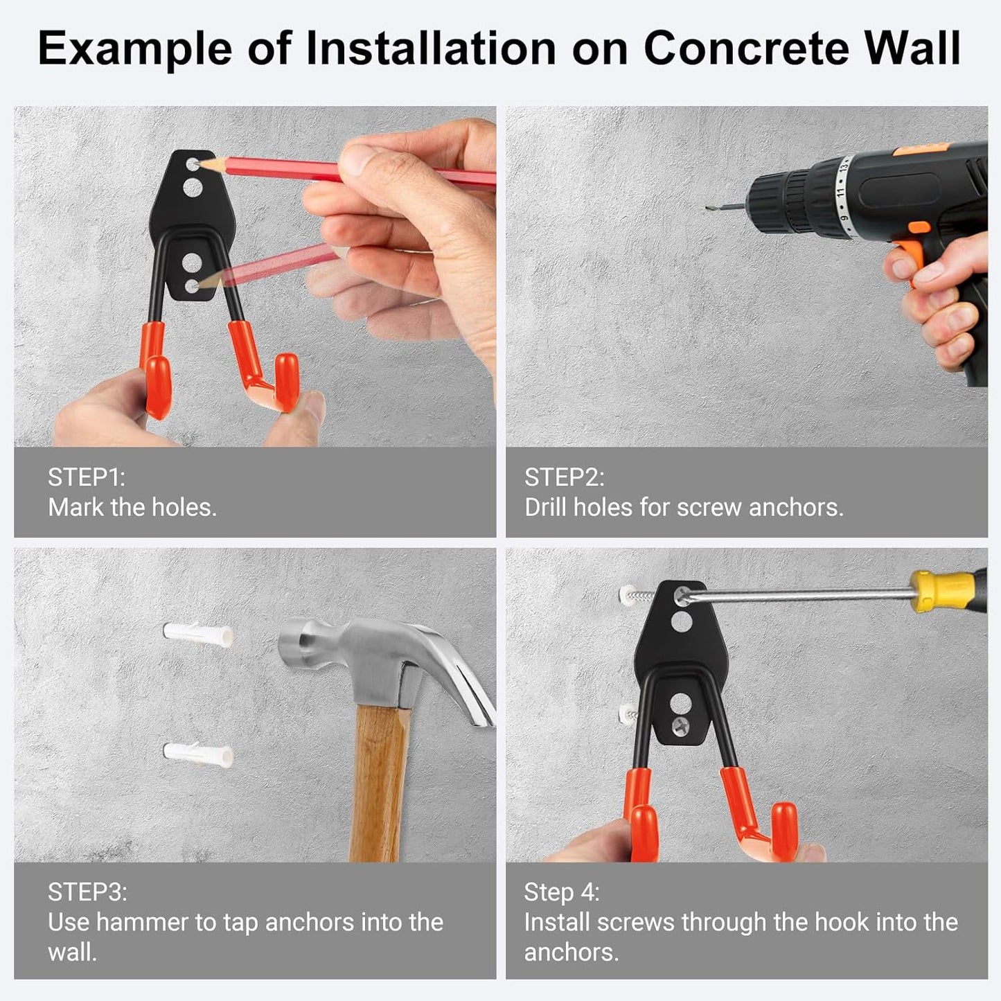 Garage Hook Heavy Duty Wall Storage Hangers, 28 Pack Garage Storage Hooks Steel Tool Orange for Ladders, Ropes, Garden Tools