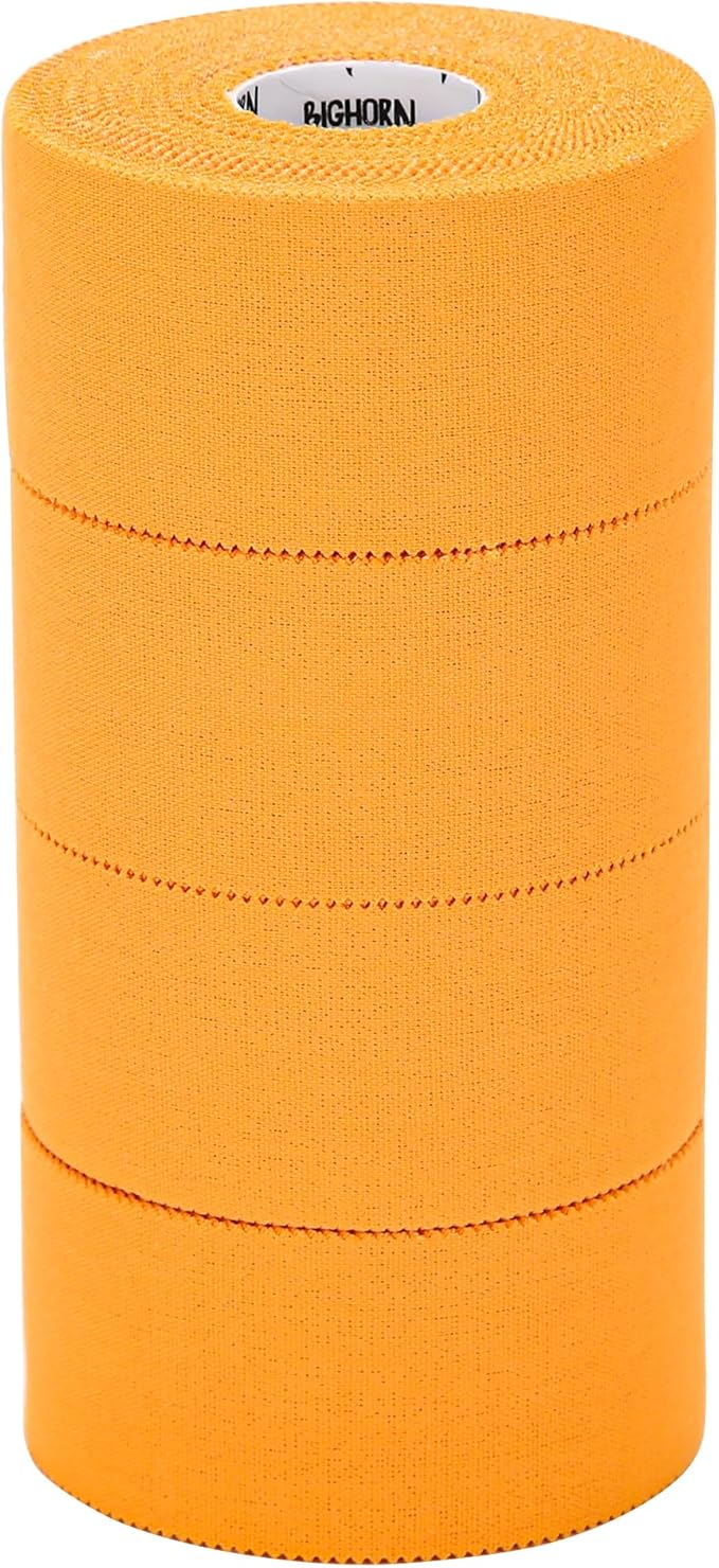 Bighorn Athletics Sports Tape | EZ-Tear Orange Athletic Tape for Wrist, Ankle & Foot Support | Zinc Oxide Infused & Latex-Free Adhesive, Breathable Cotton Fabric, 1.5-Inch x 45-Feet, 4 Rolls, Orange