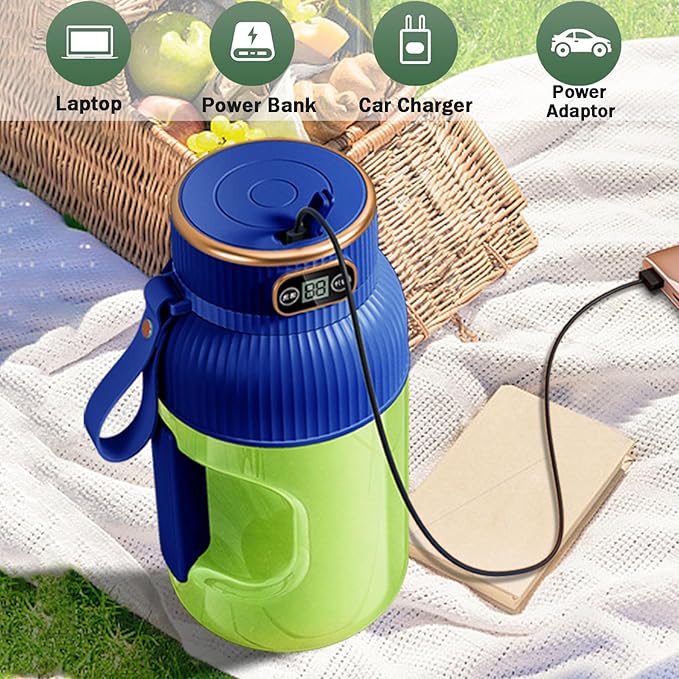 Juice Cup Blender Portable,Multifunctional Portable Juicer Cup,Portable Juicer Cup with Digital Display, Small Travel Blender for Shakes and Smoothies(Blue)