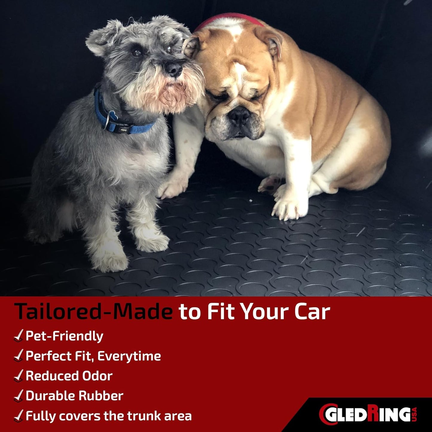 Gledring USA Custom Fit All-Weather Rubber Cargo Liner Intended for Mercedes (SUV) ML Class (W166) / GLE Class (C292) 2012-2018, No Trimming Required, Tailored Custom Fit, Protects from Rain, Mud