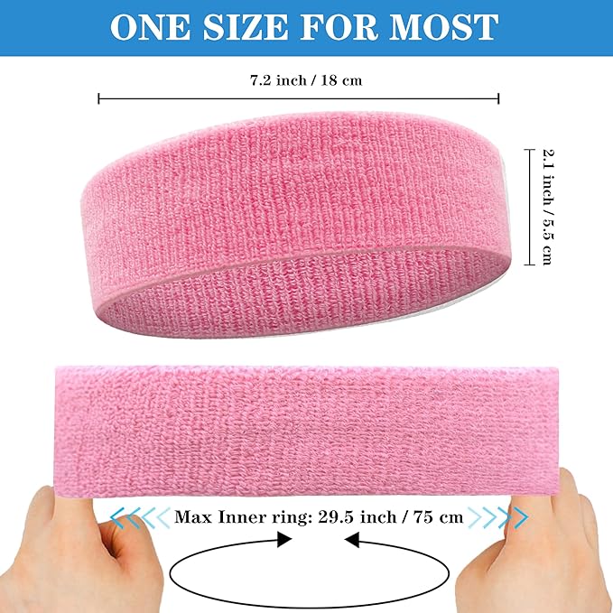 4 Pack Sweatbands Sports Headband for Men and Women, Moisture Wicking Athletic Workout Headband for Running, Tennis, Basketball, Yoga, Gym Stretchy Unisex Sweatband
