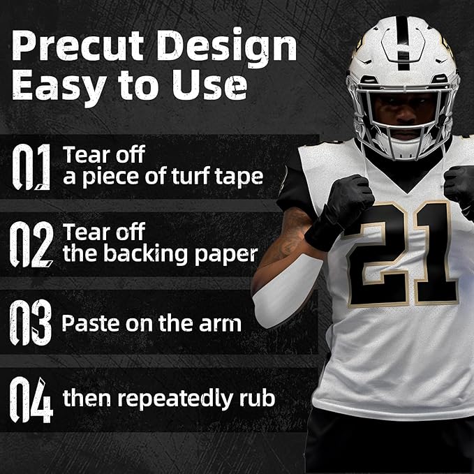 OK TAPE Turf Tape Football, Extra Wide Turf Tape for Turf Burn, White Kinesiology Tape Waterproof, Durable and Super Sticky, 4in x 21ft (4in x 15.75in/16pcs)