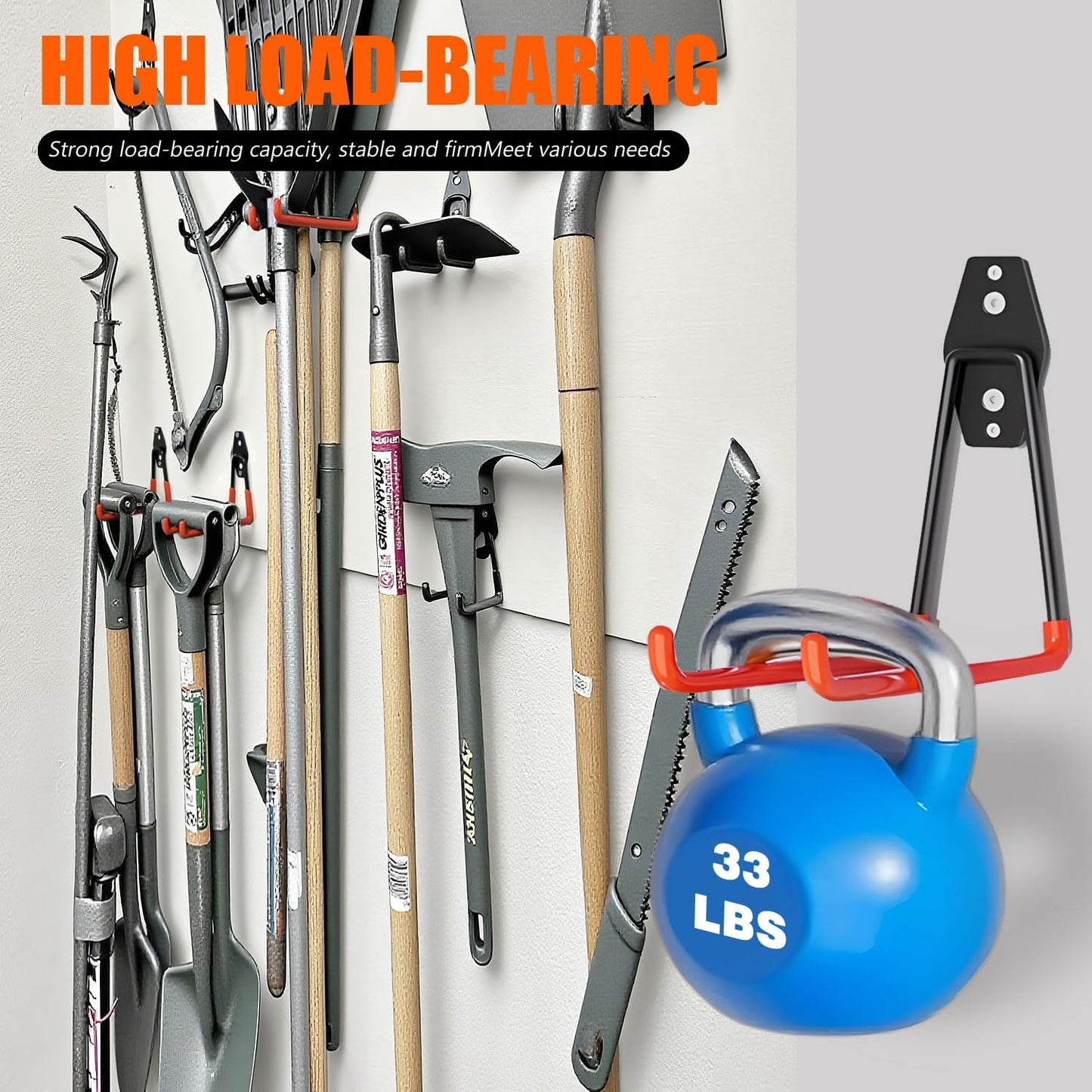 Heavy-Duty Garage Hooks -2 Pack Type medium J - Anti-Slip Coated Wall-Mounted Hooks Wall Mount Storage Organizer for Hanging Power and Garden Tools, Ladders, Hose, Bikes, Ropes, Bulk Items, and More