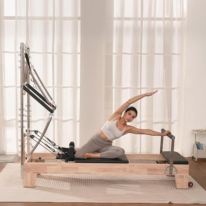 VEVOR Pilates Reformer Machine, Pilates Workout Equipment for Home Gym Studio Use, Pilates Bed with Dual Resistance- Spring & Cord, Reformer Set, Up to 400 LBS
