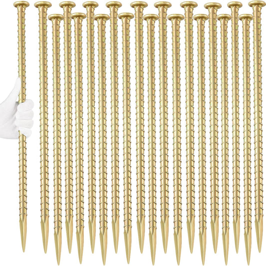 16 Inch Rebar Stakes (20 Pack) 1/2 Inch Diameter Galvanized Steel Ground Anchors Heavy Duty Anchoring Spikes for Speed Bump, Parking Curb and Tent