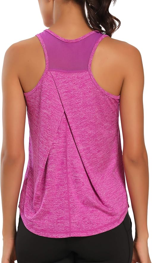 Aeuui Womens Workout Tops for Women Racerback Tank Tops Mesh Yoga Shirts Athletic Running Tank Tops Sleeveless Gym Clothes