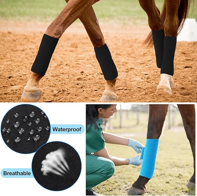 2 Pcs Veterinary Kinesiology Tape for Horses or Dogs Veterinary Horse Tape 4 Inch Equine and Canine Adhesive Uncut Roll for Vet Adhesive Animal Pets Wrap Bandages