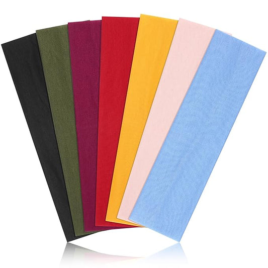 Headbands for Women Non Slip - 7PCS Fashion Sports Hair Bands for Women's Hair, Soft Cotton Cloth Stretchy Headbands for Women for Workout Yoga Running