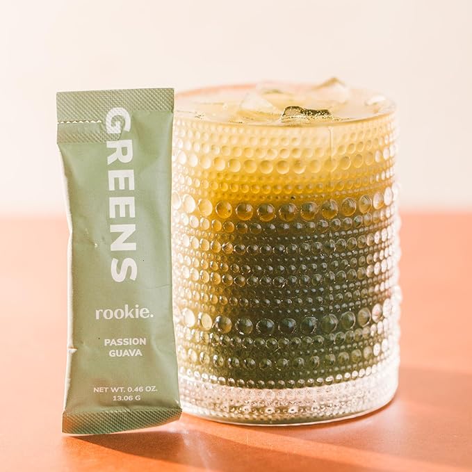 Rookie Wellness Greens + Superfoods - Greens Superfoods Powder Drink Made with Whole Food Sourced Ingredients Contains Vitamins, Probiotics, Antioxidants, and Baobab Fiber (30 Servings, Passion Guava)