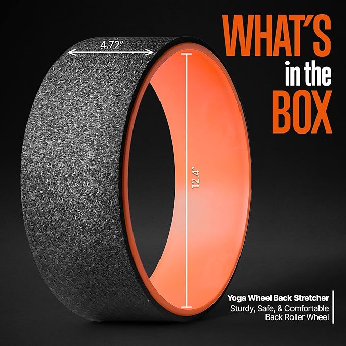 SQUATZ Yoga Wheel Back Stretcher - Back Roller with Weight Support Up to 777 LBS Sturdy, Safe, and Comfortable For Yoga, Relieve Back Pain, Perfect for Stretching, Improving Flexibility, and Mobility