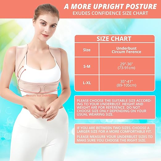 Posture Corrector for Women and Men, Adjustable Upper Back Brace for Posture Hunchback Support and Providing Pain Relief from Neck, Shoulder, and Upper Back (Small/Medium)