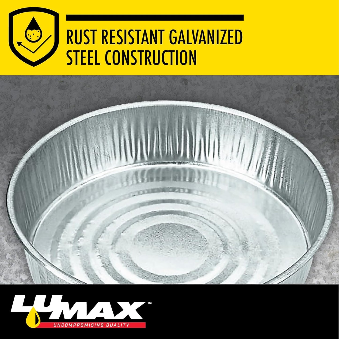 LUMAX LX-1709 Silver 3.5 Gallon (13.5 L) Galvanized Drain Pan, Bright Zinc Corrosion-Resistant Finish, 16 inches in Diameter x 4 inches High, Great for Oil Changes