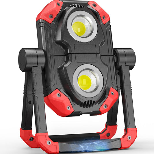 Adelante Rechargeable LED Work Light with Magnetic Bases, 2500LM 6500K 12 Hours Long Lasting, Mobile Charger, 360°Rotating Stand Waterproof USB Portable Flood Light for Mechanics, Repairing