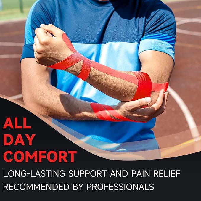 CKeep Uncut Kinesiology Tape(2 Rolls), Original Cotton Elastic Premium Athletic Tape,Latex Free Hypoallergenic, 2inch x 16ft, Red