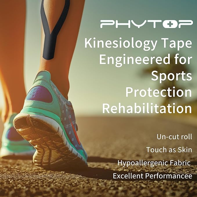 Bulk Kinesiology Tape for Knee, Shoulder, Elbow and More, Perfect K Tape Roll Uncut for Sports, Recovery and Physio Therapy, 2 Pack Black