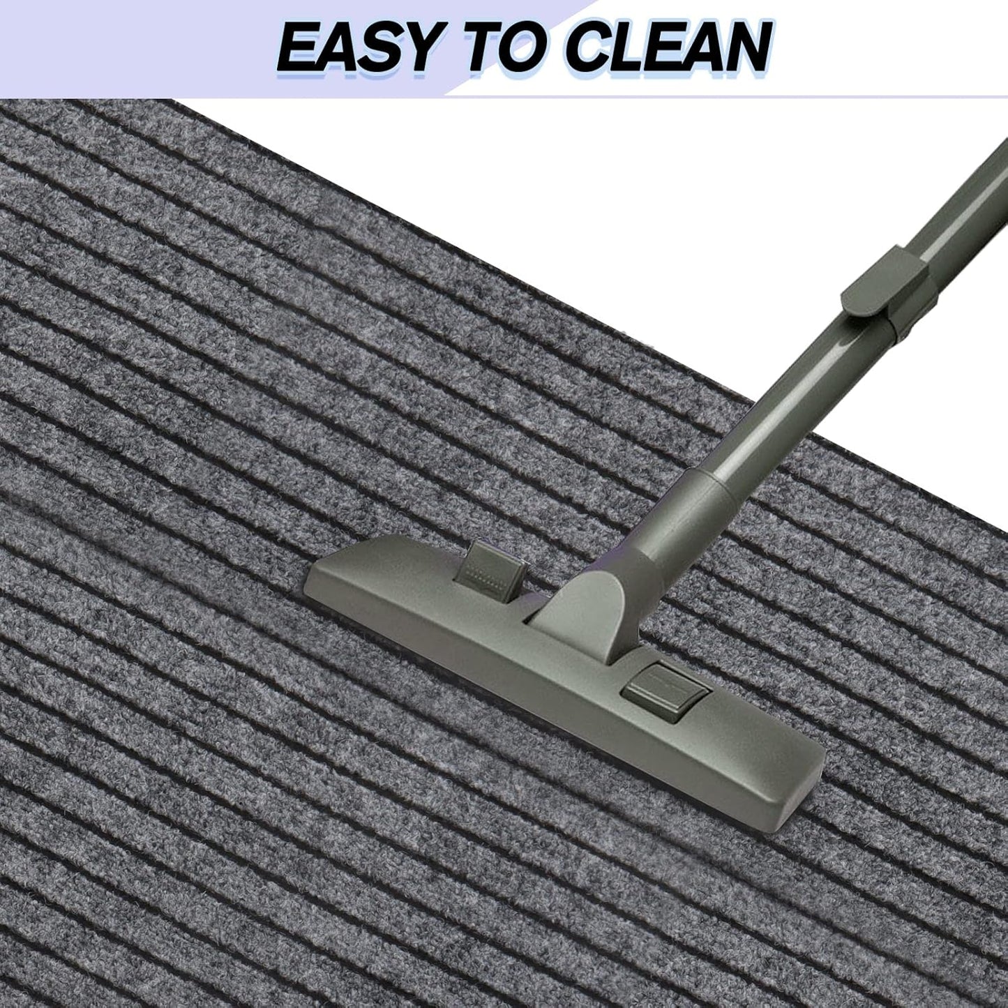 Custom Size Backed Non-Slip Area Rugs Runner, Easy Clean, Waterproof Runner Rugs for Hallway Entryway, Kitchen, Laundry, 4FT x 68FT, Gray Stripe