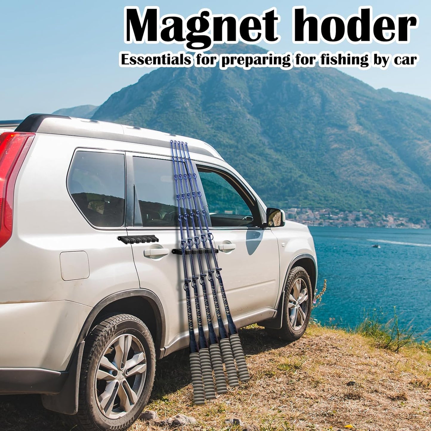 2 Pcs Magnetic Fishing Rod Holder for Car Fishing Pole Rack Vertical Rod Storage Holders for Truck Bed Boat Wall Garage Door