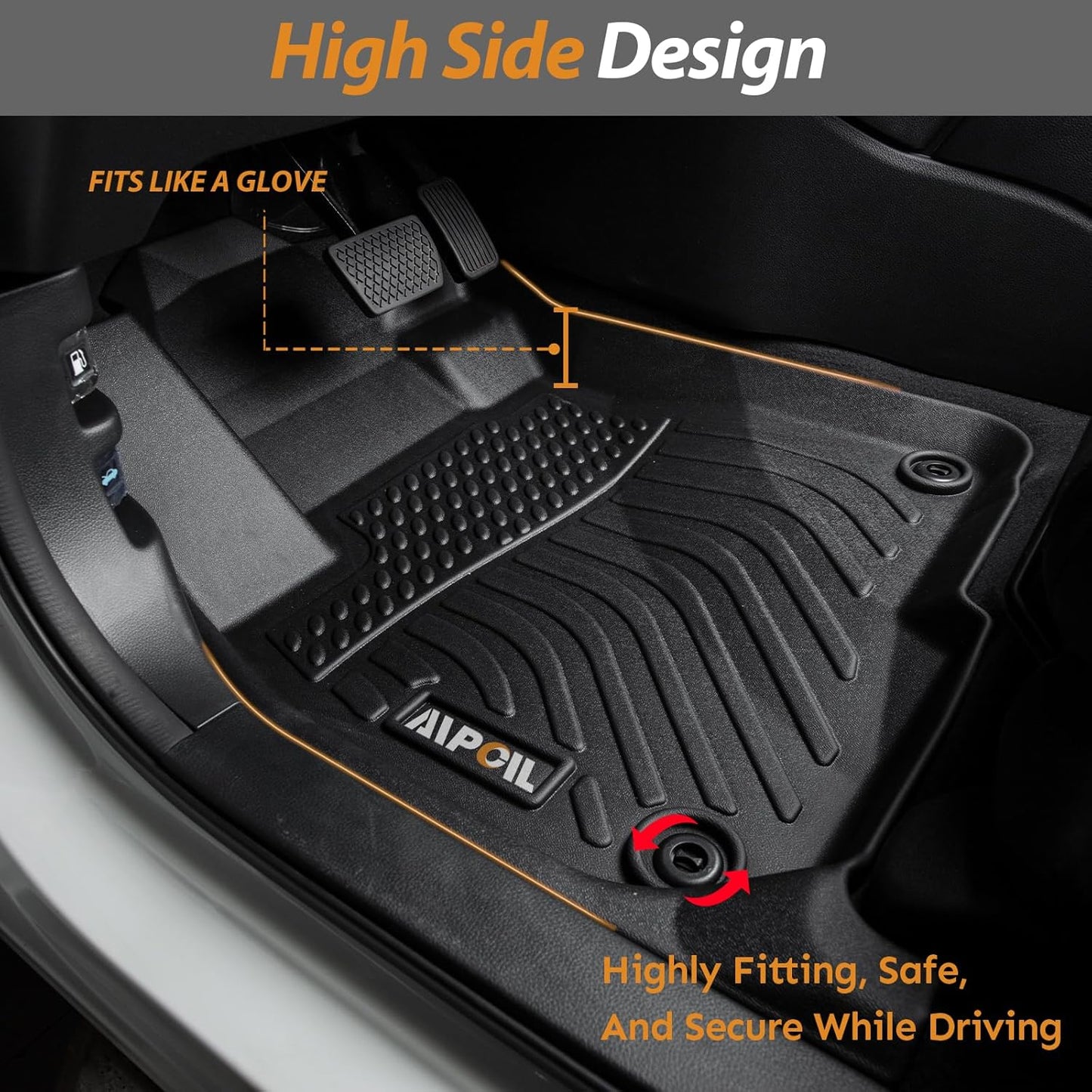 AIPOIL® Floor Mats & Cargo Liner Set for 2019-2025 Audi Q3 All Weather Protection TPE Anti-Slip Automotive Full Set Custom Car Mats Accessories - Black