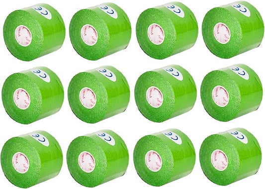 Kinesiology Tape Pro, Athletic Waterproof Muscle Support Adhesive Kinesio Sport Tape for Athletes 2 inches x 16.4 feet, 12 Rolls, Lime Green