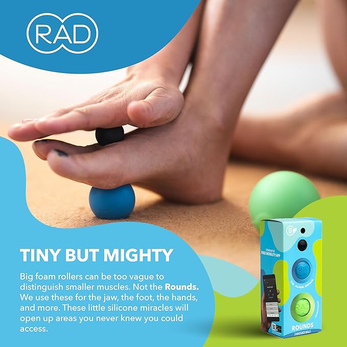 RAD Rounds – Extra Soft Yoga Deep Tissue Massage Ball Set – Myofascial Release Balls for Feet, Back, Neck, Jaw & Forearms – Trigger Point & Mobility Therapy (3-Pack)