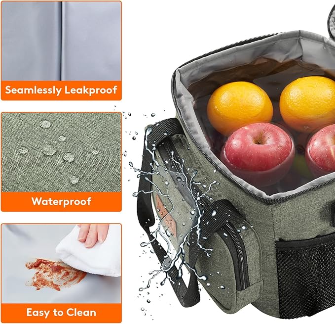 Lifewit Medium Lunch Bag Insulated Lunch Box Soft Cooler Cooling Tote for Adult Men Women, Dark Green 12-Can (9L)