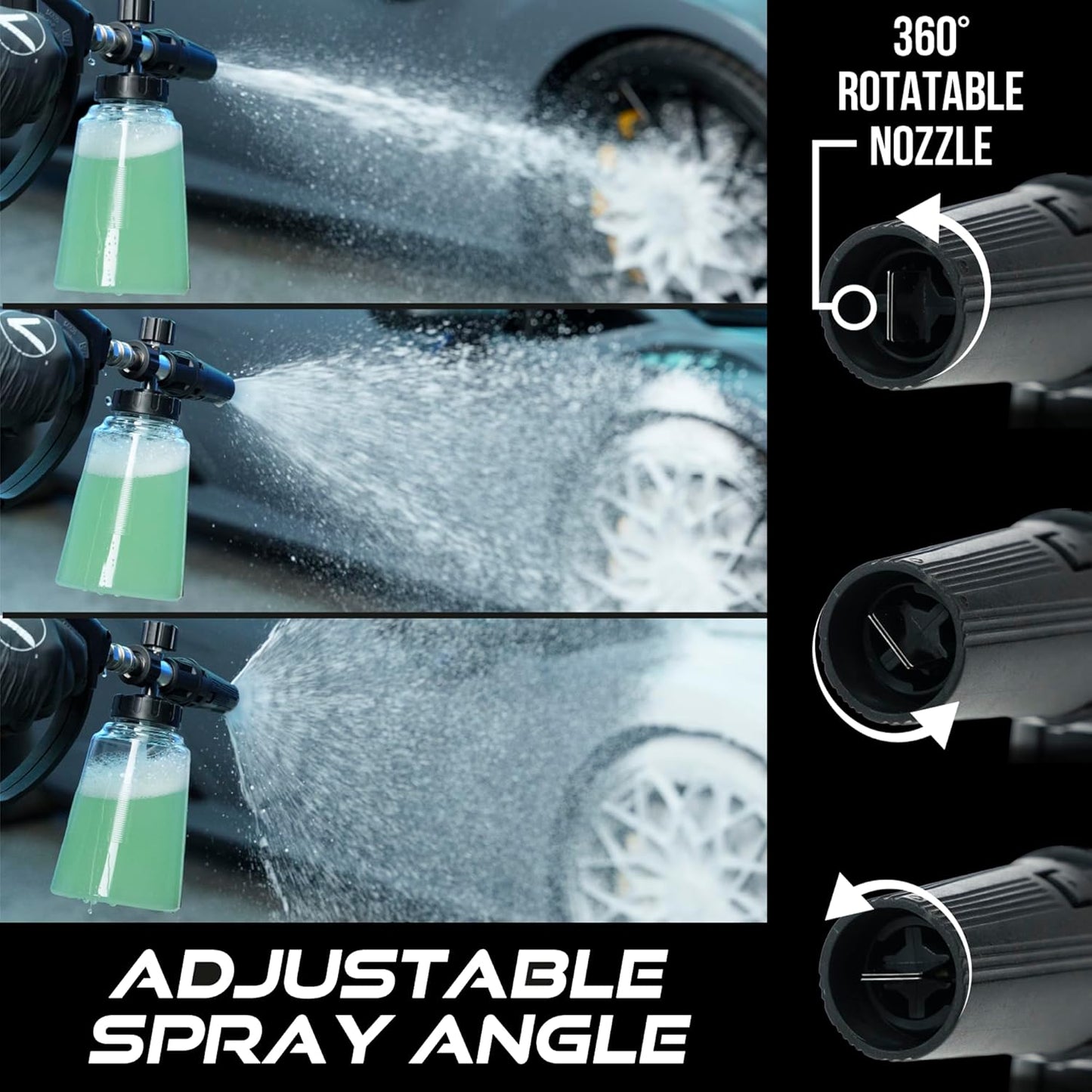 VIKING Professional Foam Cannon for Car, Adjustable Spray Nozzle, 1.1 Liter Soap Canister, 1/4" Quick Connect Plug for Pressure Washer and Car Detailing Kit