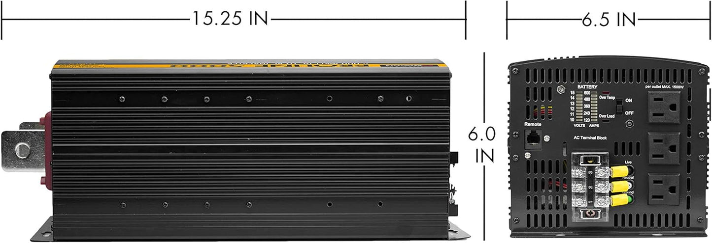 Wagan EL3744 12V 5000 Watt Power Inverter with Remote Control, 10000 Watt Surge Peak Proline Power Converter for Home RV Camping Van Life Off Grid